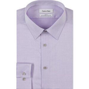 Calvin Klein CK Men's Shirt Slim Fit Non-Iron Long Sleeve Purple 16-23/24 Cotton